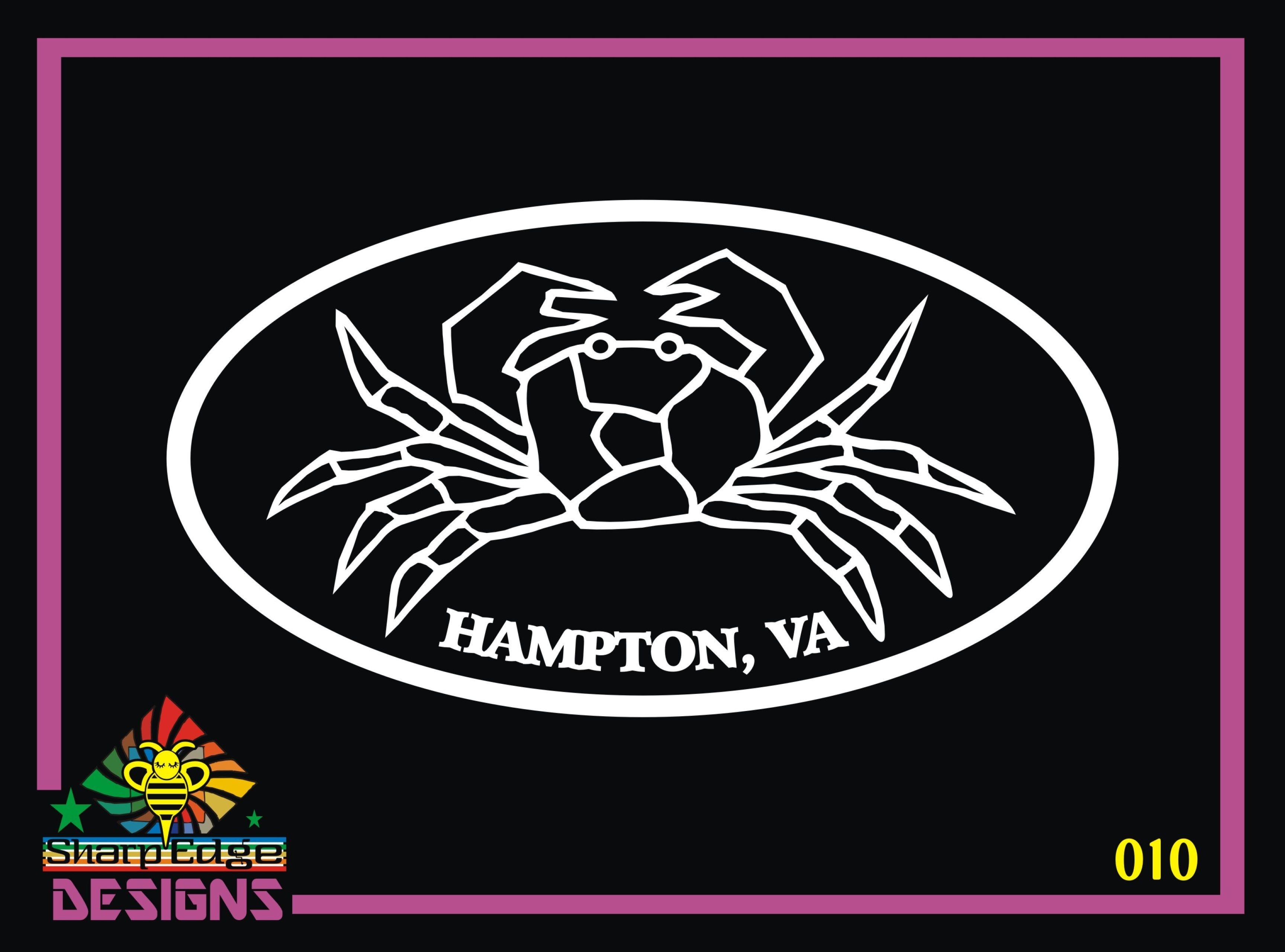 Sharp Edge Oval Logo - Hampton, VA Oval *Crab Vinyl Decal