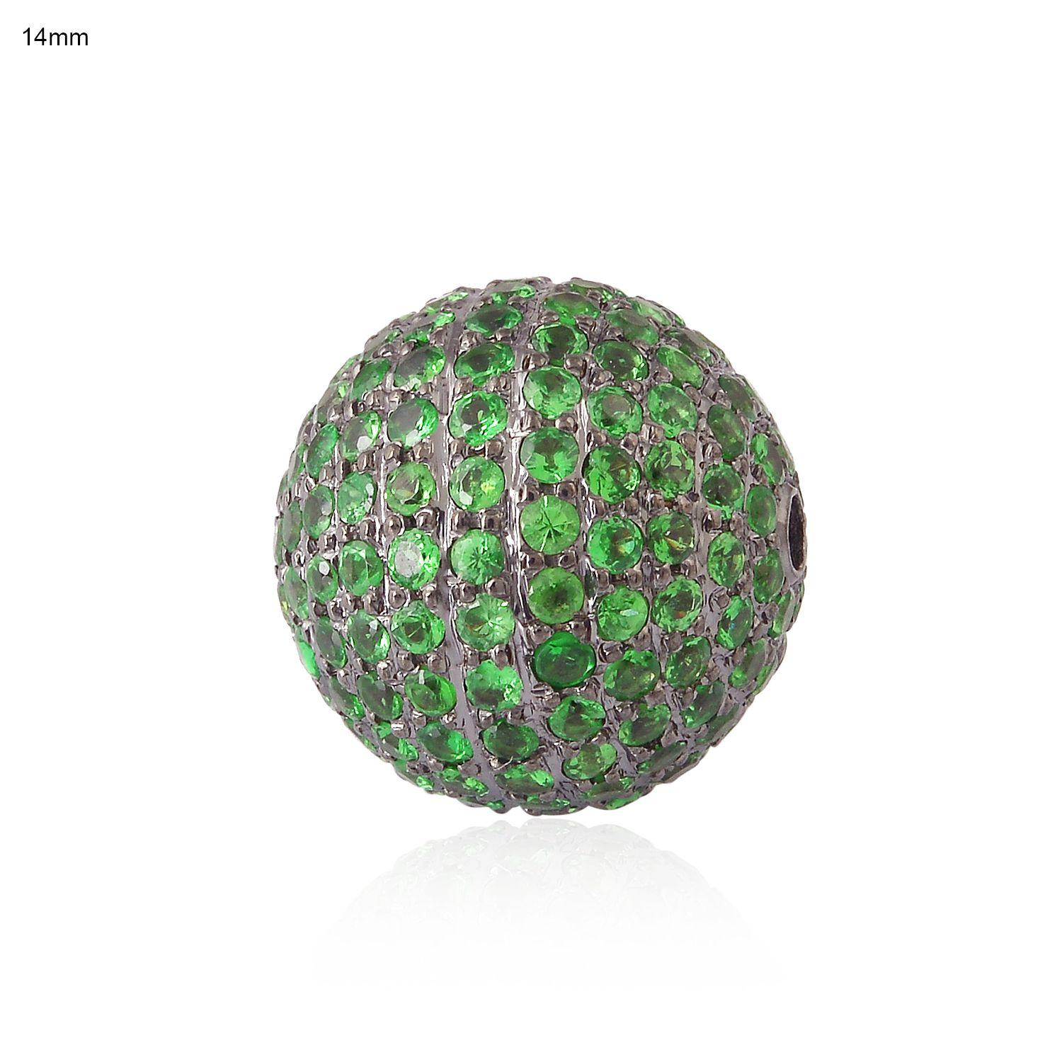 Green Circle with Silver Ball Logo - Ruby Silver Pave Diamond Bead. Wholesale Pave Beads. Jewelry