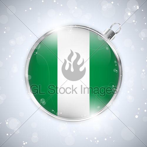 Green Circle with Silver Ball Logo - Merry Christmas Silver Ball With Flag Nigeria · GL Stock Image