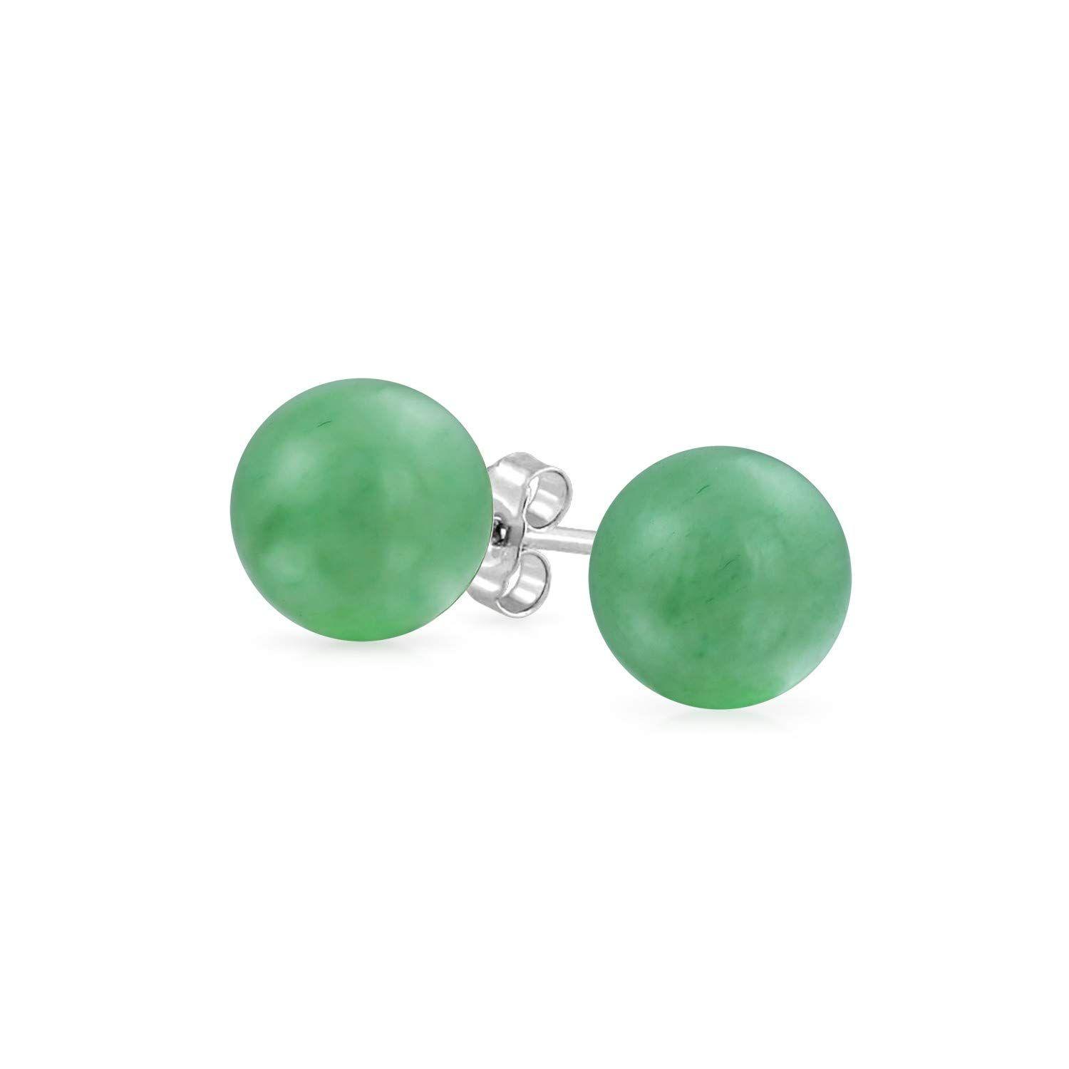 Green Circle with Silver Ball Logo - Tisoro Sterling Silver Green Jade Ball Stud Earrings