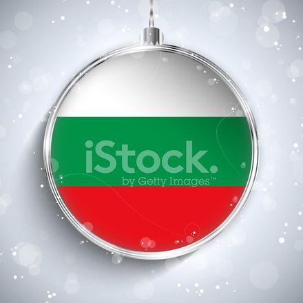 Green Circle with Silver Ball Logo - Merry Christmas Silver Ball With Flag Bulgaria Stock Vector