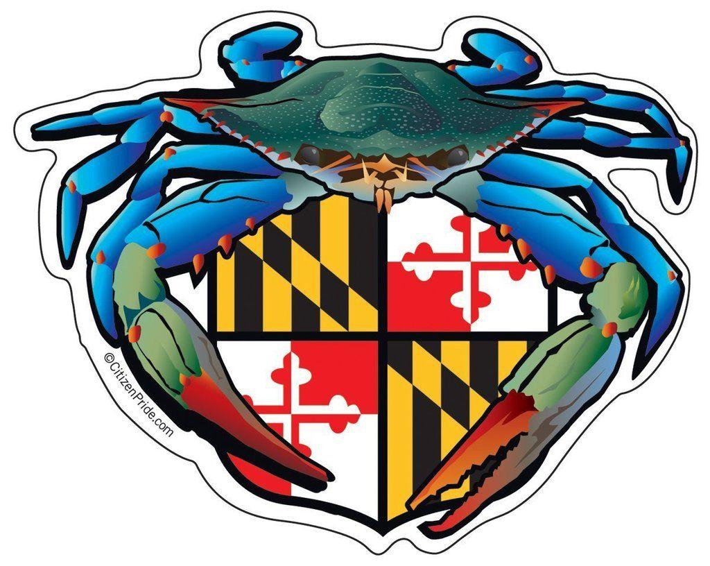 Blue Crab Logo - Blue Crab Maryland Crest Sticker, 5x4