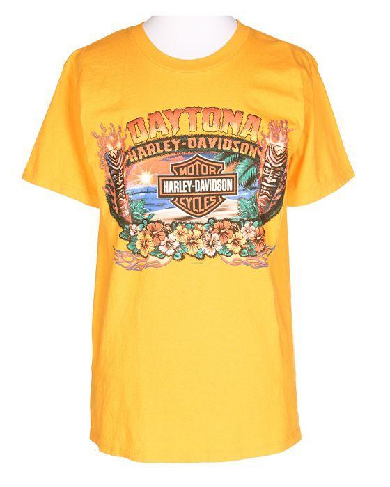 Bright Yellow Logo - Harley Davidson Daytona Beach Yellow Logo T Shirt Yellow