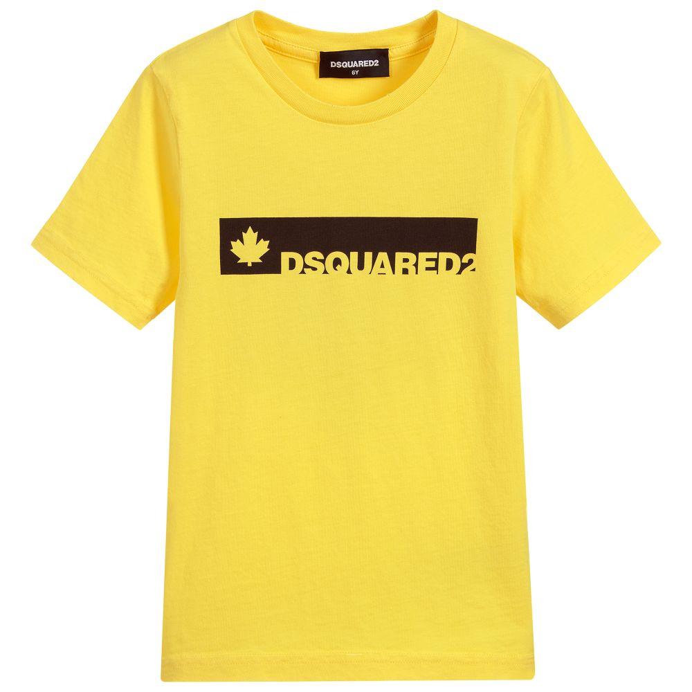 Bright Yellow Logo - Dsquared2 - Unisex Yellow Logo T-Shirt | Childrensalon