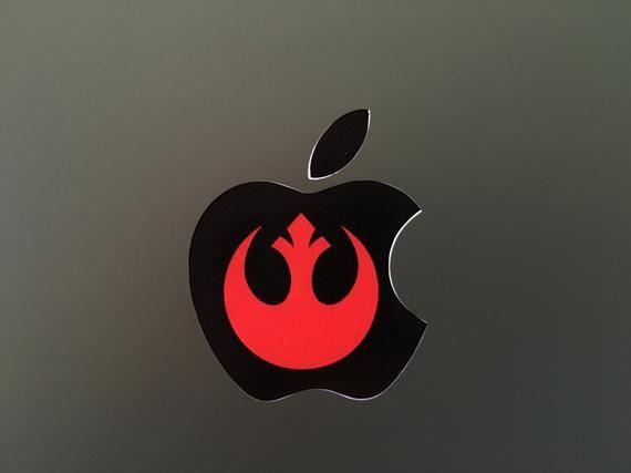 Black and Red Apple Logo - Starwars Rebel Symbol Red on Black Glowing Backlit Apple Logo | Etsy