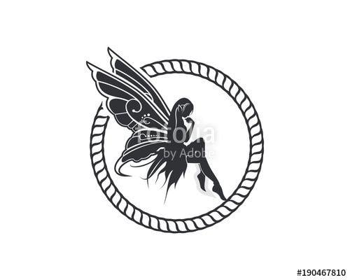 Rope Circle Logo - Flying Beautiful Fairy with Wings and Classic Circle like Rope