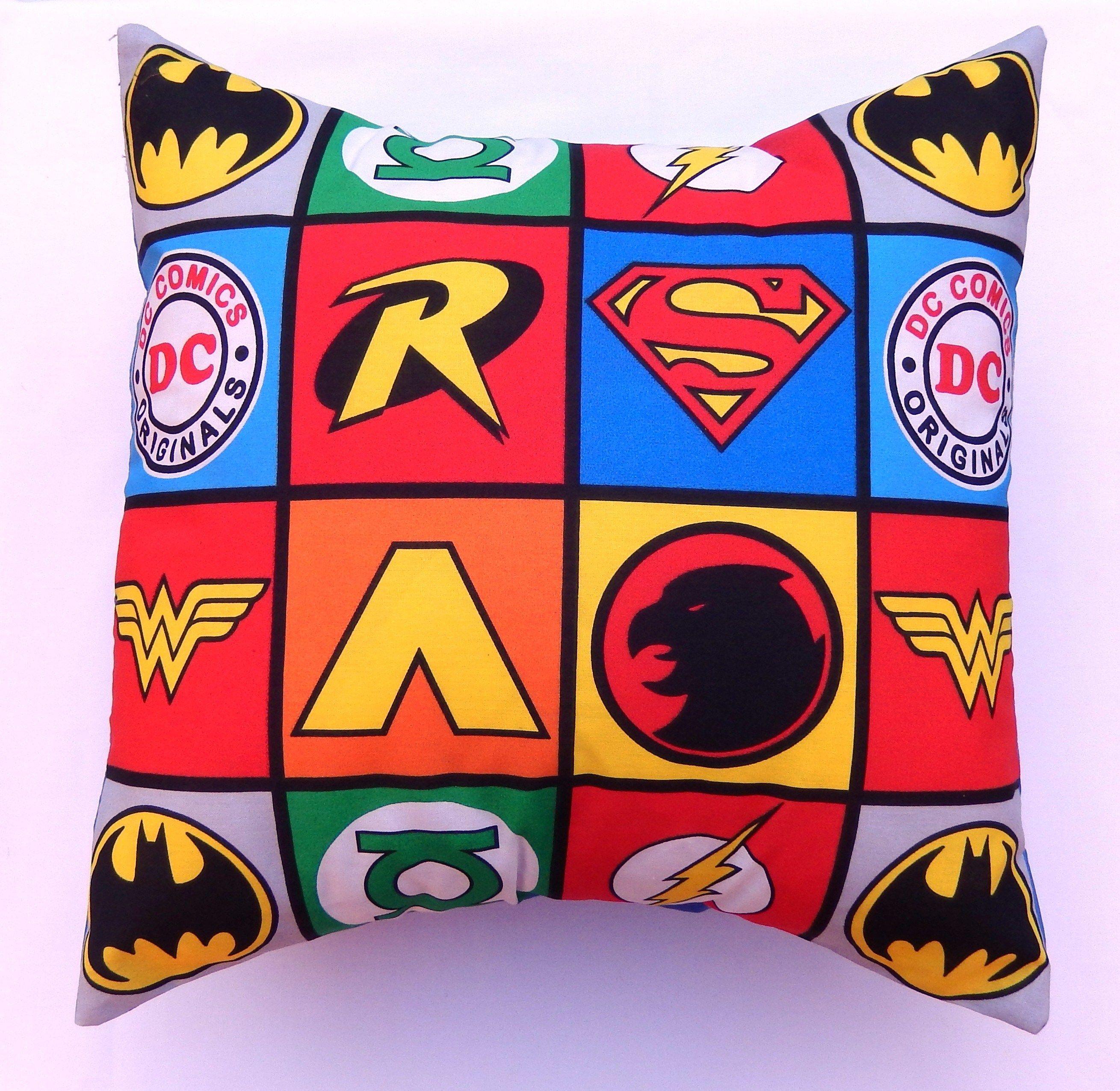 DC Comics Superhero Logo - Superhero Logo Comic Fabric Cushion – handmade by Alien Couture ...