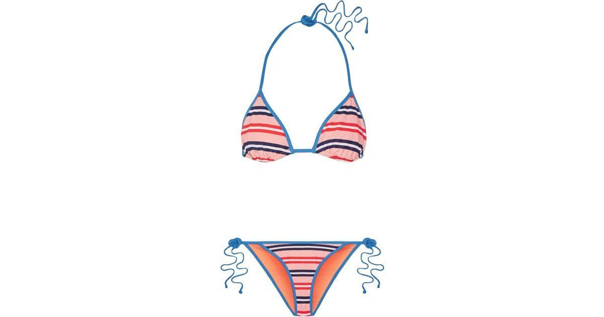 Striped Triangle Logo - Diane Von Furstenberg Striped Triangle Bikini in Pink - Lyst
