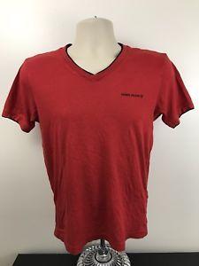Striped Triangle Logo - Guess Pocket Spell Out Triangle Logo Red T Shirt Men's Size XS Jeans