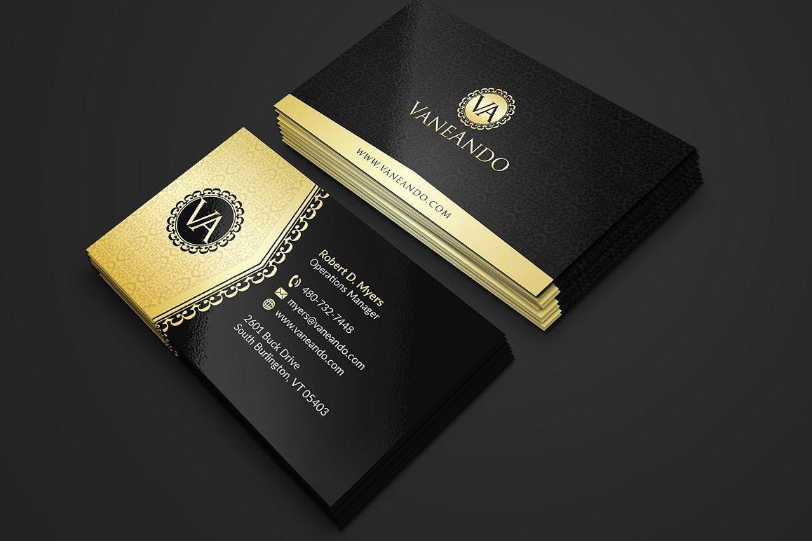 Gold and Black D Logo - Gold and Black Business Card