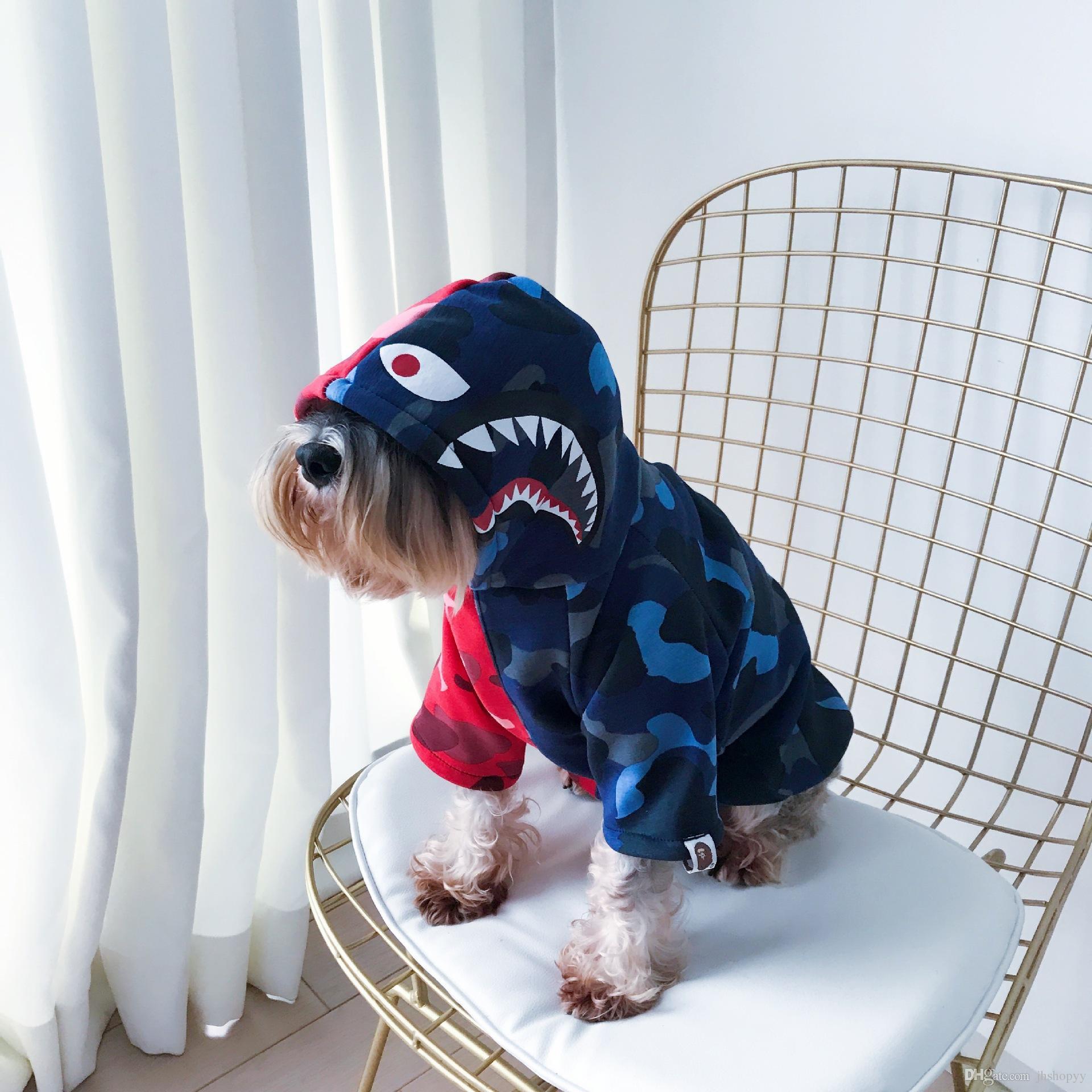 Red Cat Blue Dog Logo - Shark Stitching Color Pet Hoodies Red Blue Joint Popular Logo Dog ...