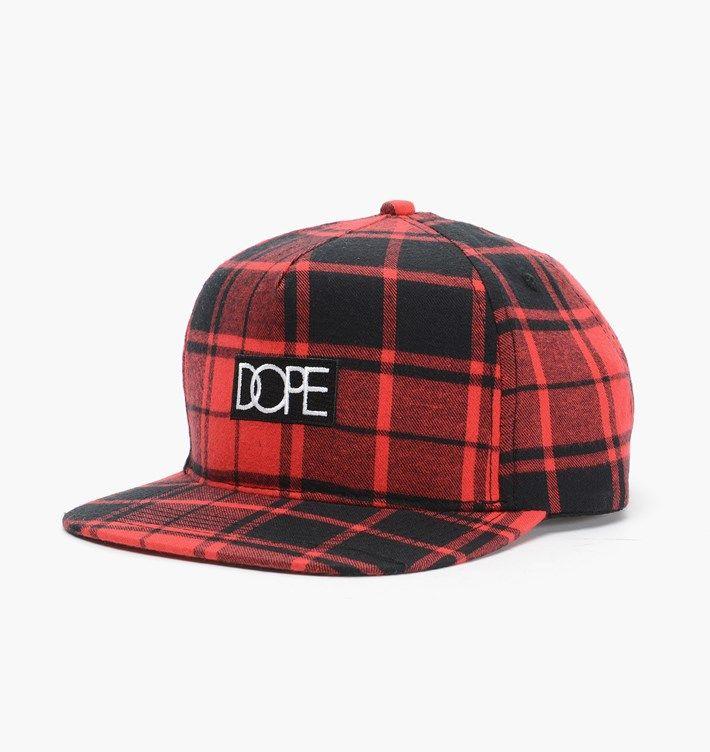Red Dope Logo - Dope Plaid Box Logo Snapback | Red | Caps | D0215-H103 | Caliroots