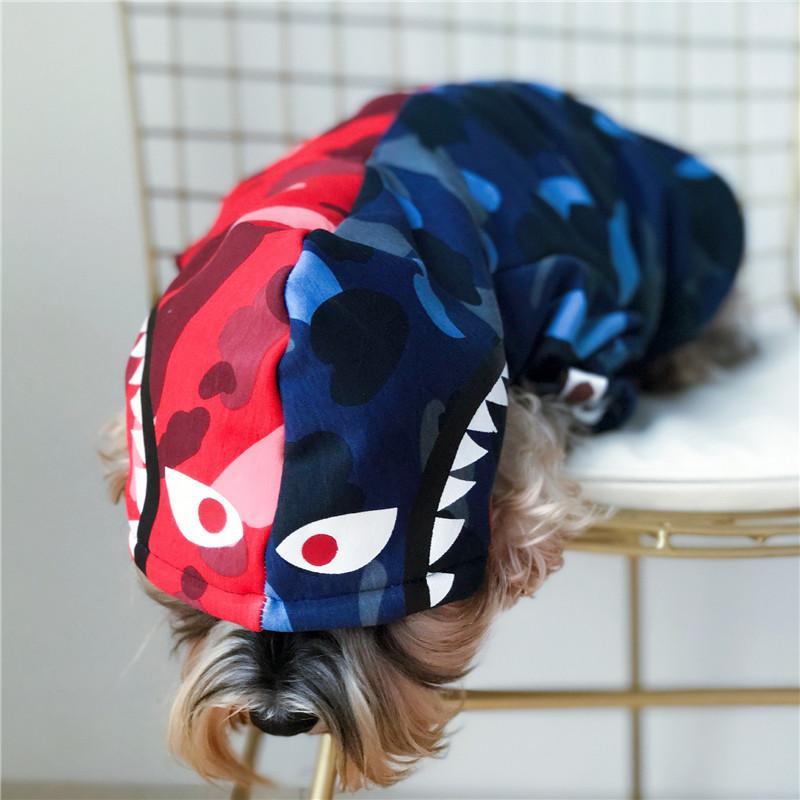 Red Cat Blue Dog Logo - 2019 Shark Red Blue Joint Pet Hoodies Popular Logo Dog Cat Clothes ...