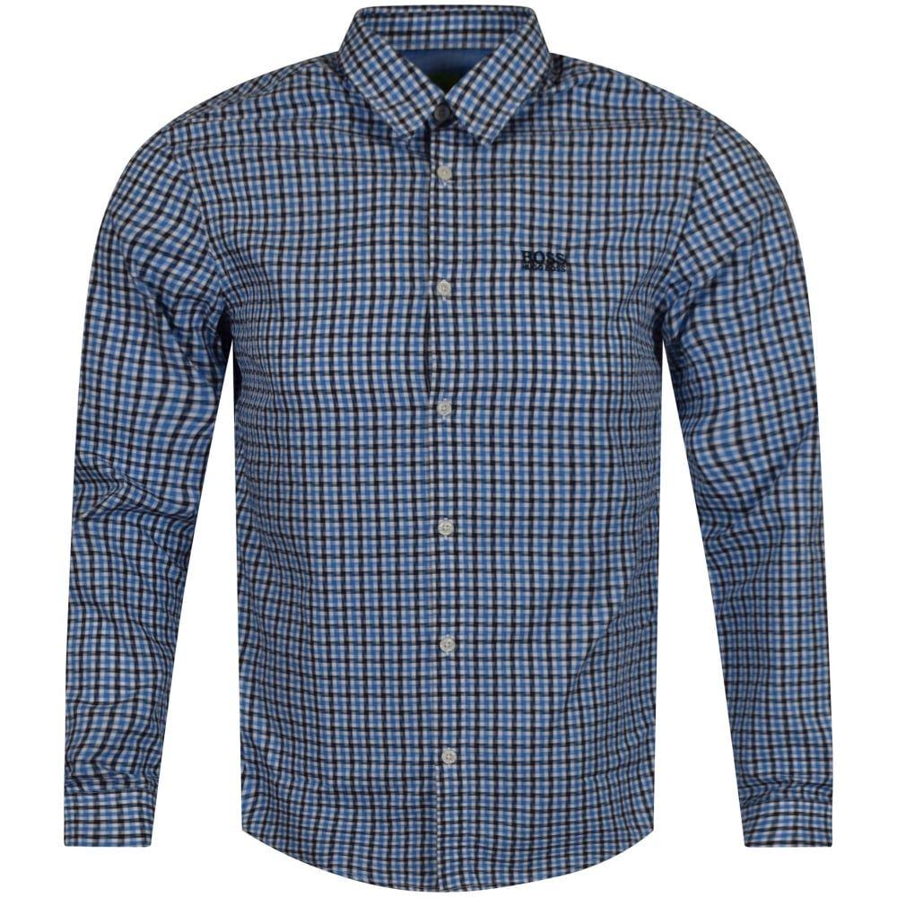 Blue Check Logo - BOSS Boss Athleisure Blue Check Logo Shirt - Men from Brother2Brother UK