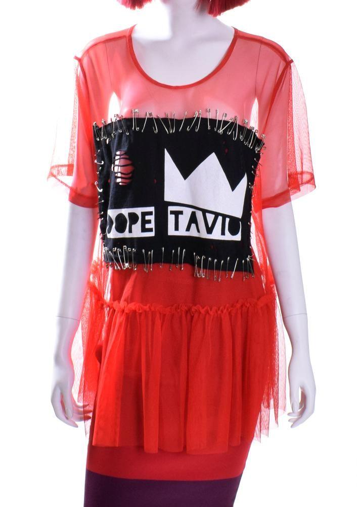 Red Dope Logo - DOPE Logo Sheer Top - Red – Patricia Field ARTFASHION