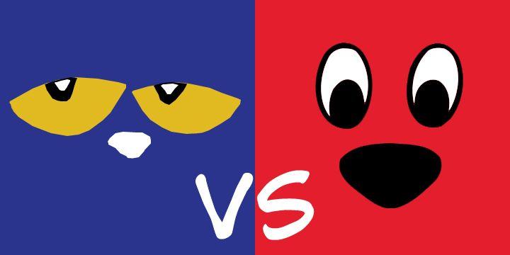 Red Cat Blue Dog Logo - Cats VS Dogs