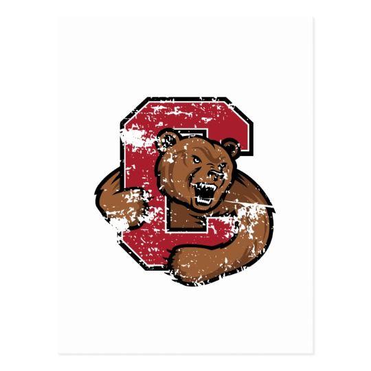 Cornell Bear Logo - Cornell C Bear Logo Distressed Postcard | Zazzle.com