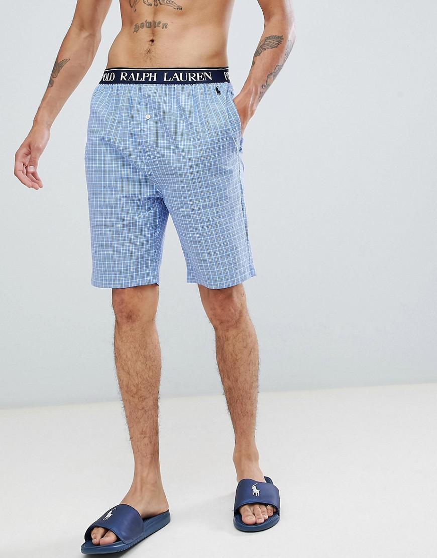 Blue Check Logo - Polo Ralph Lauren Slim Fit Lounge Shorts In Blue Check With Logo