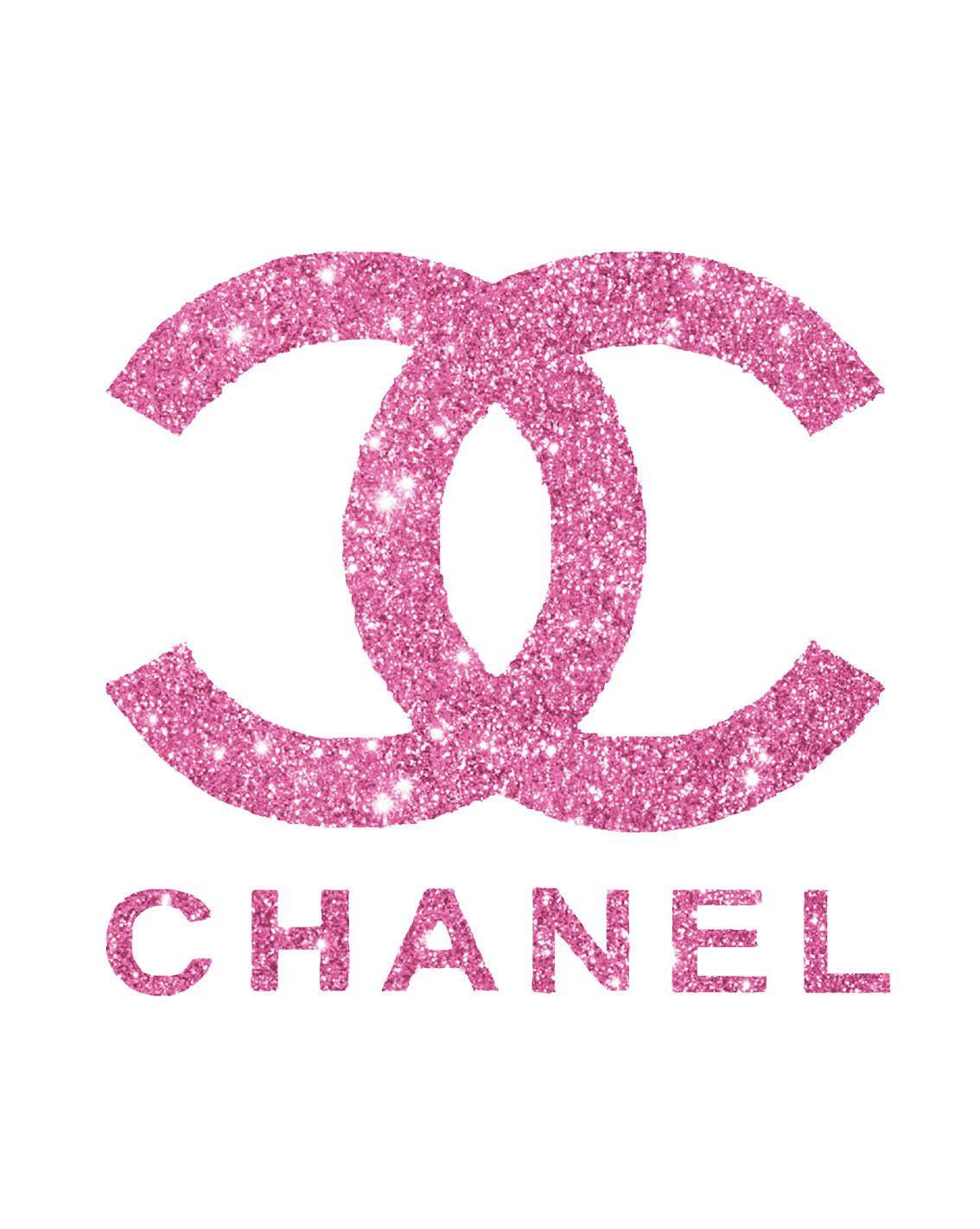Gold Glitter Chanel Logo - Pink coco chanel Logos