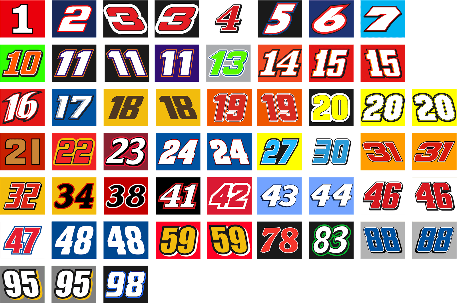 NASCAR Number Logo - Sports Logo Spot: NASCAR Sprint Cup Number Set
