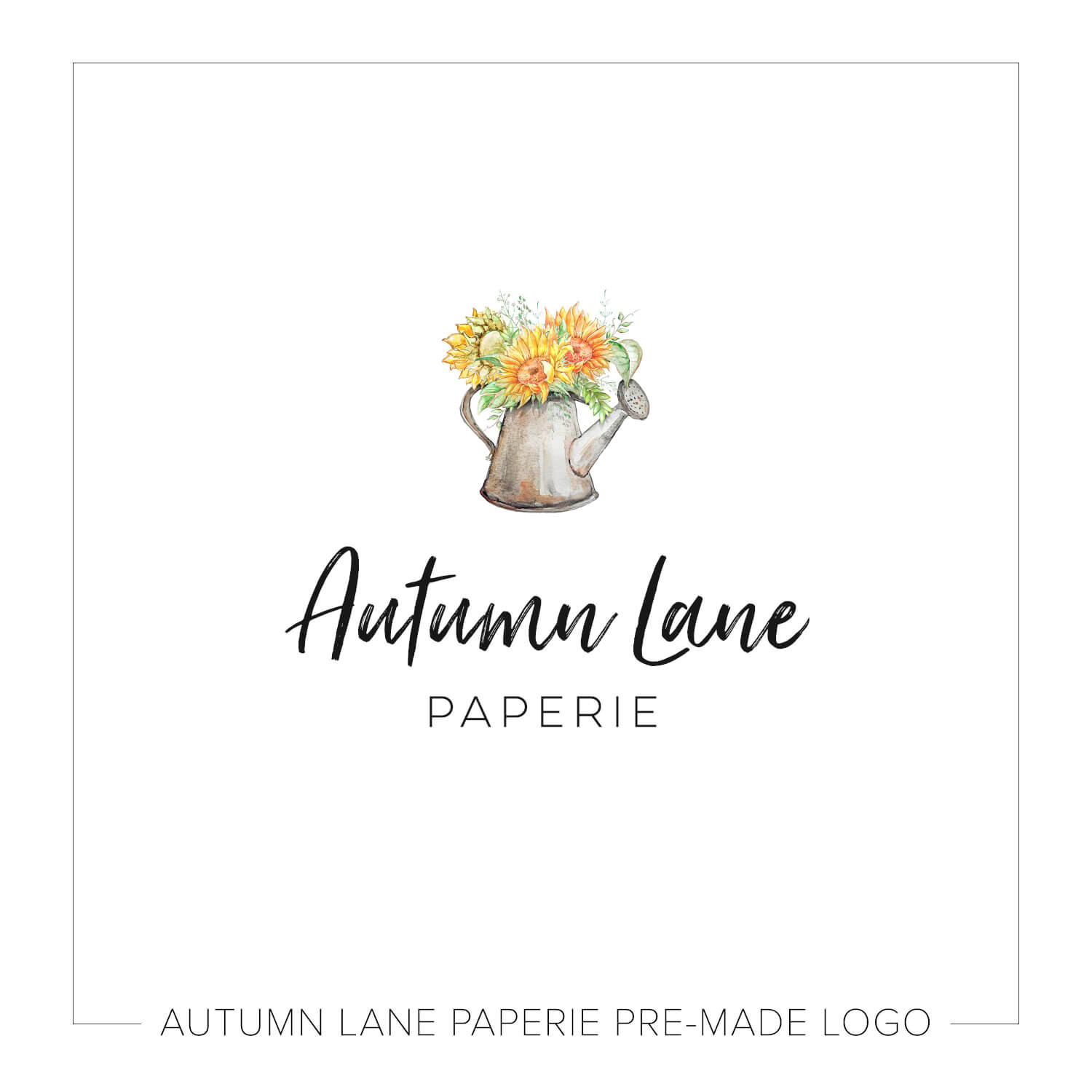 A Yellow Flower Logo - Yellow Flower Watering Can Logo J25. Autumn Lane Paperie