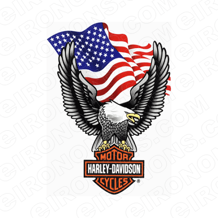 Flag Eagle Logo - HARLEY-DAVIDSON UP WING EAGLE WITH FLAG MOTORCYCLE T-SHIRT IRON-ON ...