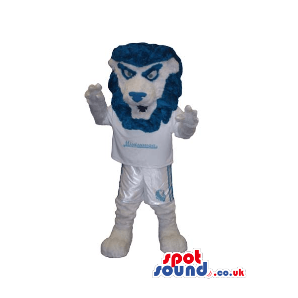 White and Blue Lion Logo - Buy Mascots Costumes in UK - White And Blue Lion Animal Mascot ...