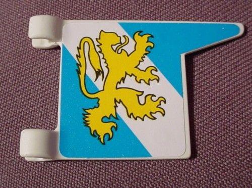 White and Blue Lion Logo - Playmobil White Flag Or Pennant With Blue & White Stripes And Yellow ...