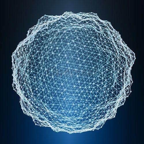 White and Blue Sphere Logo - Floating white and blue glowing sphere network 3D rendering ...