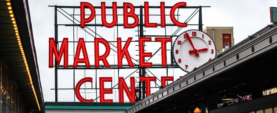 Pike Place Market Logo - Hacking Seattle's Pike Place Market. Alaska Airlines destinations