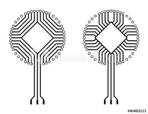Circuit Board Logo - vector circuit board logo tree shapes this stock vector