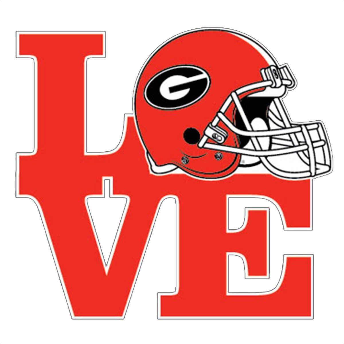 Funny Football Helmet Logo - Georgia Bulldogs Love Football Helmet Decal - Trenz Shirt Company