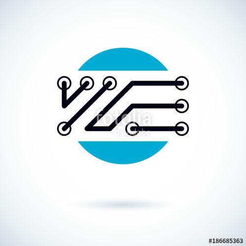 Circuit Board Logo - Futuristic cybernetic vector motherboard. Digital element, circuit