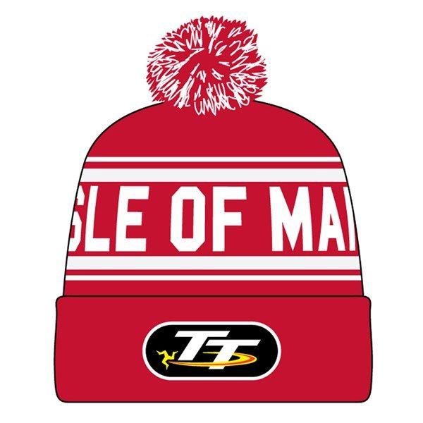 Red White TT Logo - TT 2016 Red / White Bobble Hat : Isle of Man TT Shop