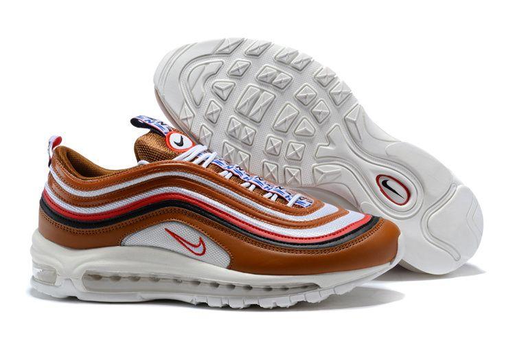 Red White TT Logo - Nike Air Max 97 TT Prm UK Men's Shoes On Sale Online Leather Dark