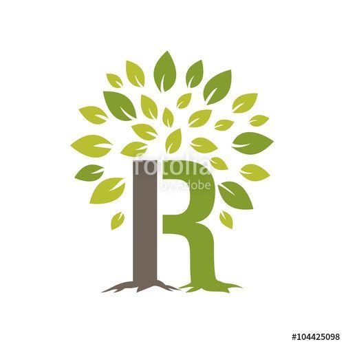 Green Letters Logo - R Green Tree Plant Letter Logo