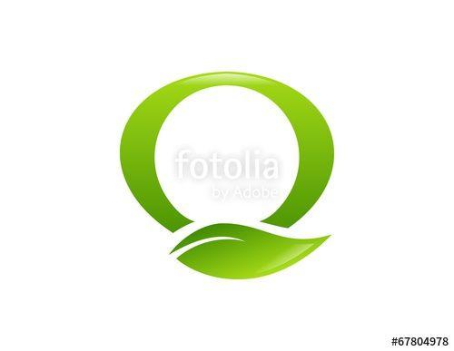 Green Letters Logo - eco green logo, bio plant leaf vector, letter Q, O