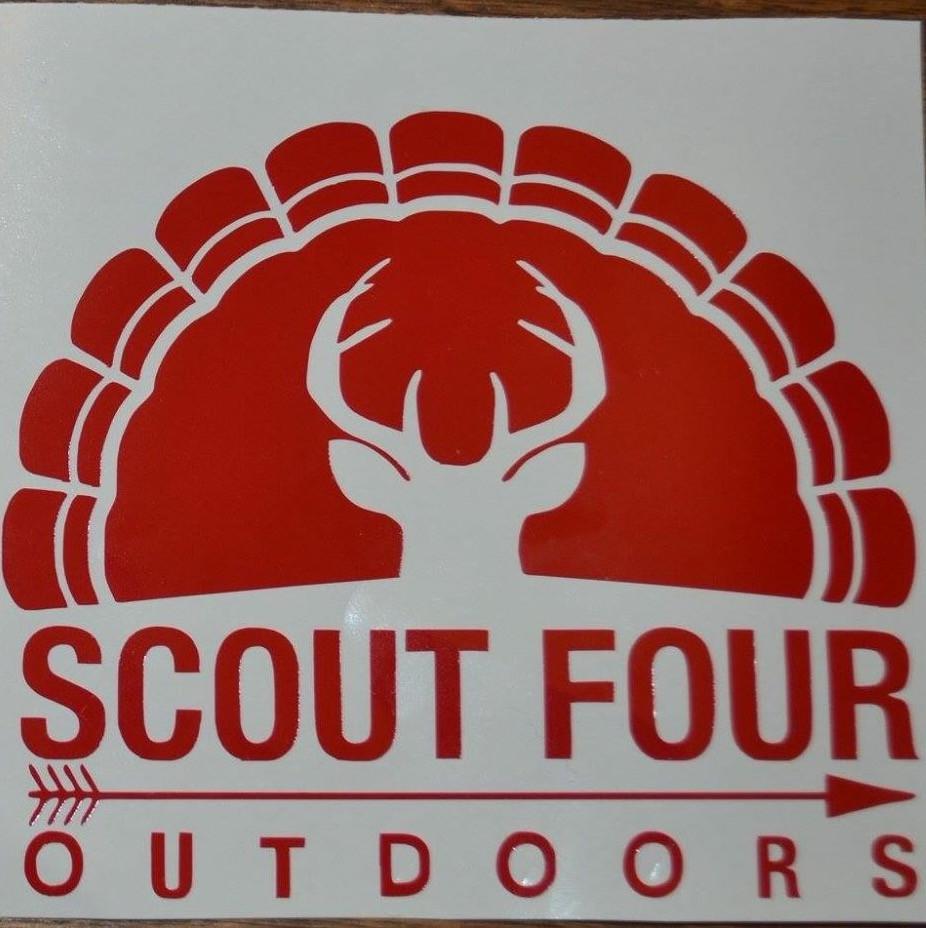 Red Turkey Logo - Scout Four Outdoors Classic Deer and Turkey Red Decal