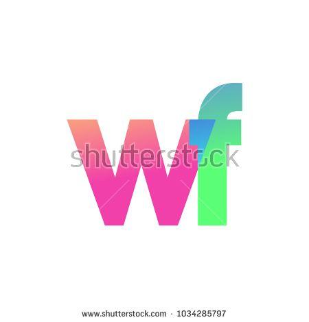 Green Letters Logo - Initial Letter WF Lowercase Logo green, pink and Blue, Modern