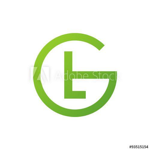 Green Letters Logo - LG or GL letters, green circle G logo shape this stock vector