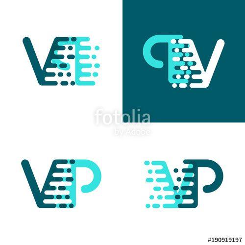 Green Letters Logo - VP letters logo with accent speed green and blue