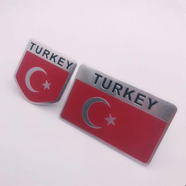 Red Turkey Logo - 10PCS Red Moon Star Turkey Flag Badge Thin Aluminium Label Emblem