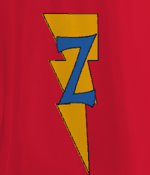Red and Yellow Z Logo - red Hero Cape with yellow lightning and blue Z
