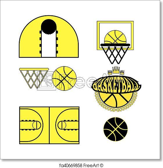 Basketball Crown Logo - Free art print of Basketball Game Objects Icons. Basketball objects ...