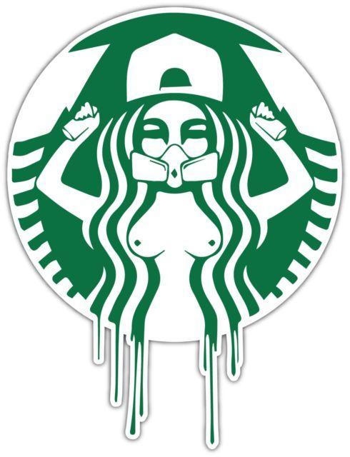 Funny and Logo - Starbucks Coffee Naked Girl Funny Logo Car Bumper Vinyl Sticker ...