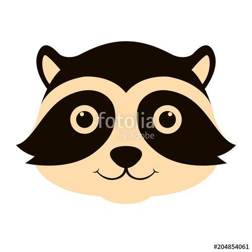 Raccoon Face Logo - raccoon face head vector illustration flat style front