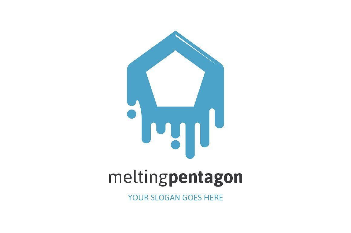 Melting Logo - Melting Pentagon Logo ~ Logo Templates ~ Creative Market