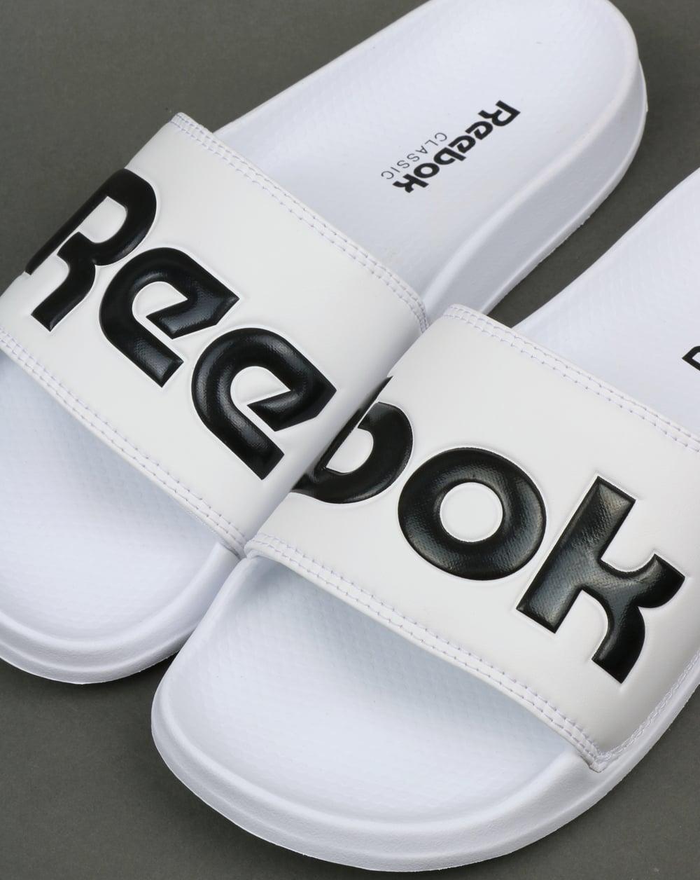 Reebok Classic Logo - Reebok Classic Logo Sliders White, sliders, sandals, pool, flip flops