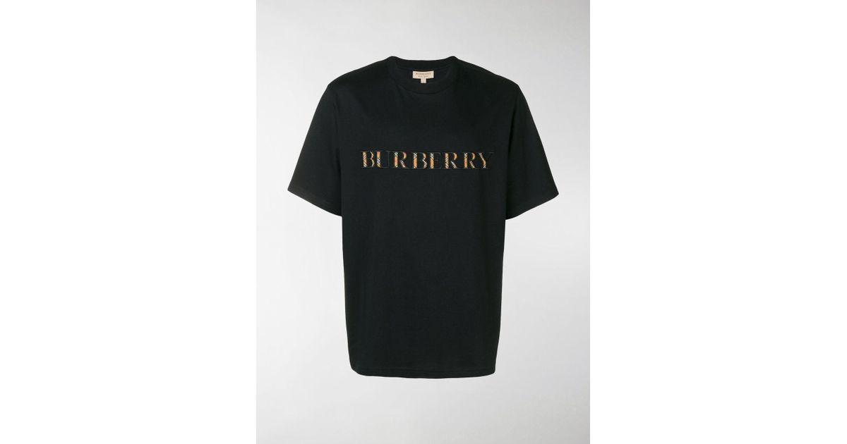 Black Check Logo - Burberry Check Logo T Shirt In Black For Men