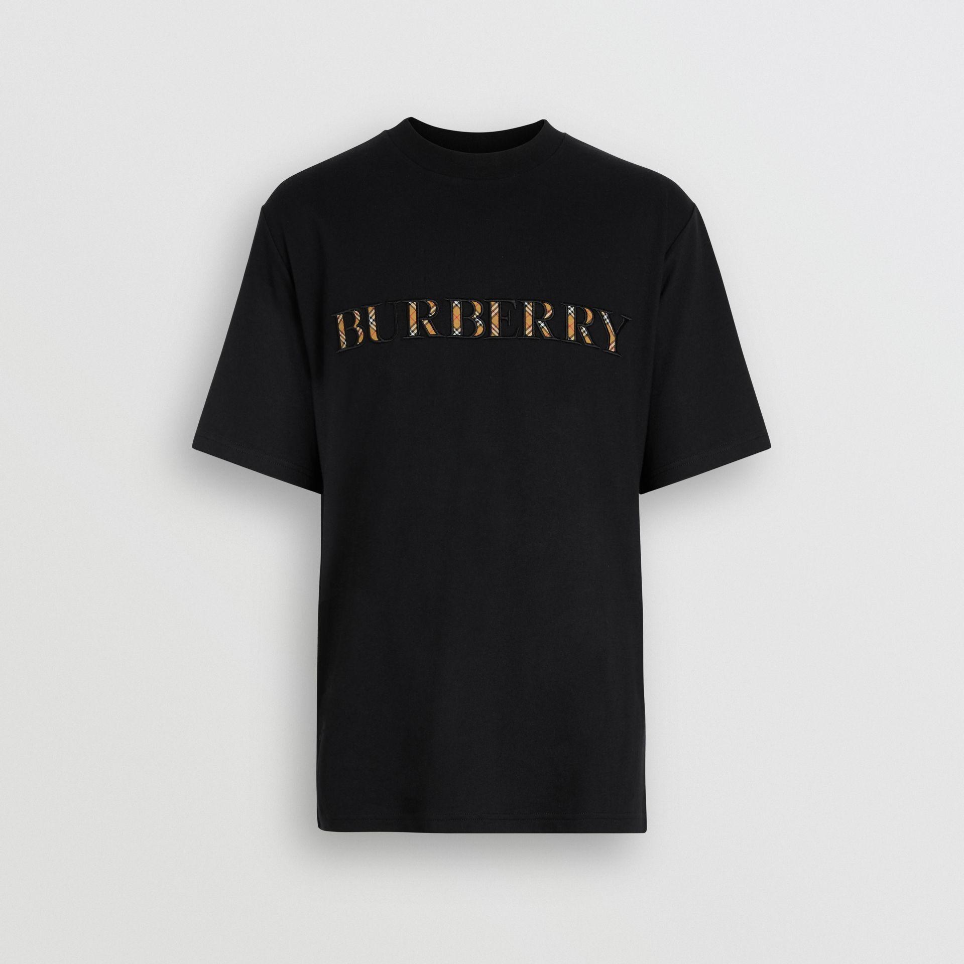 Black Check Logo - Check Logo Cotton T Shirt In Black. Burberry United States